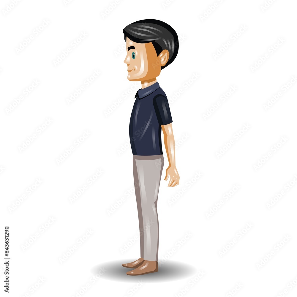 Vector illustration of a young man standing isolated on a white background.