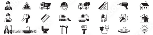 Construction Build line icons collection Vector illustration