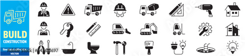 Construction Build line icons collection Vector illustration