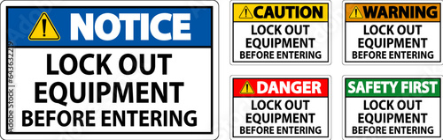 Danger Sign, Lock Out Equipment Before Entering
