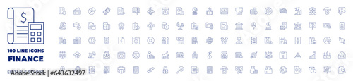 100 icons Finance collection. Thin line icon. Editable stroke. Finance icons for web and mobile app.