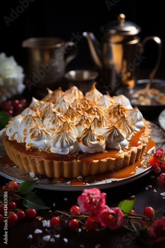 A Pumpkin Meringue Pie with a fluffy toasted meringue topping.