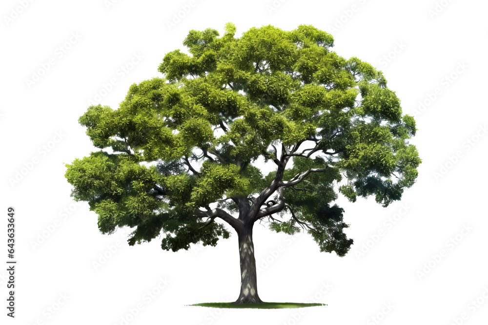 Fresh green tree with green leaves and brown trunk isolated on transparent Background Fresh green tree with green leaves and brown trunk isolated on transparent Background