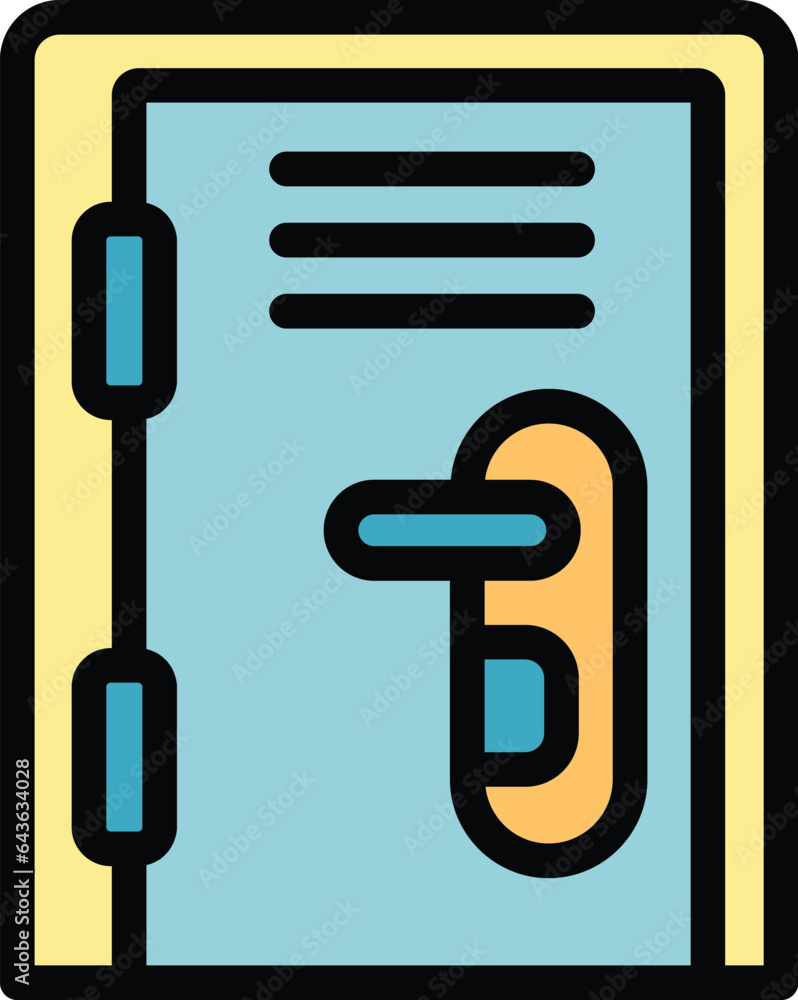 Front door icon outline vector. Home doorway. Wooden design color flat Front door icon outline vector. Home doorway. Wooden design color flat