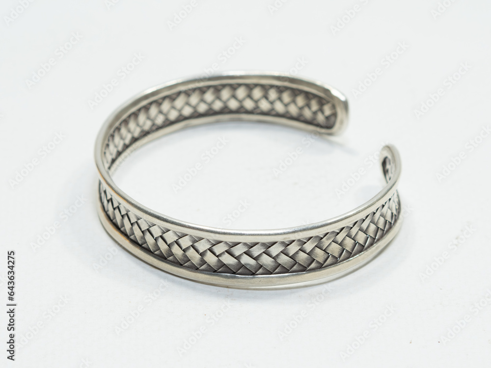 Luxury and beautiful handmade silver jewelry on white background Luxury and beautiful handmade silver jewelry on white background