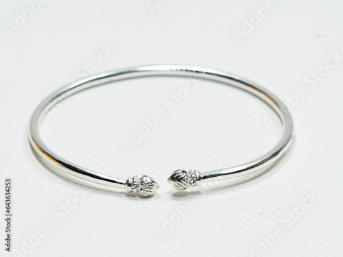Luxury and beautiful handmade silver jewelry on white background