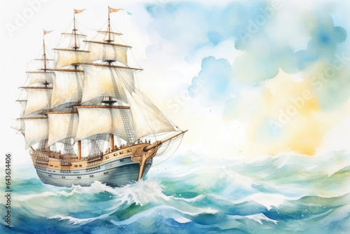 Nautical Serenity: Oceanic Discovery in Watercolor