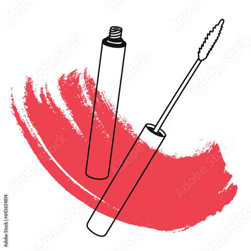 mascara eyelashes eyes vector illustration wallpaper background fashion girl woman beauty design brush cosmetic makeup artist mockup packaging glamor blonde brunette brown hair sexy red pink visage