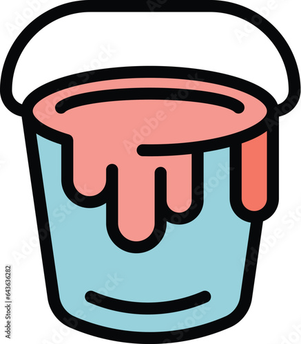 Paint bucket icon outline vector. Food cream. Natural dye color flat