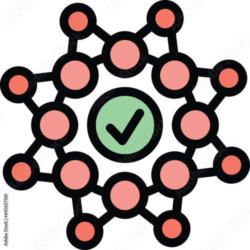 Natural dye molecule icon outline vector. Eco label. Safe product color flat