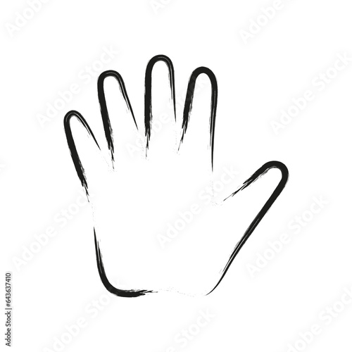One single empty open human hand palm with fingers splayed and spread wide. Vector in grunge style.