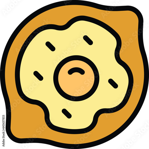 Khachapuri food icon outline vector. Bread cooking. Meal dish color flat