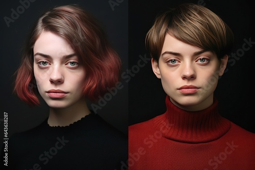 Before and after makeover portrait photo