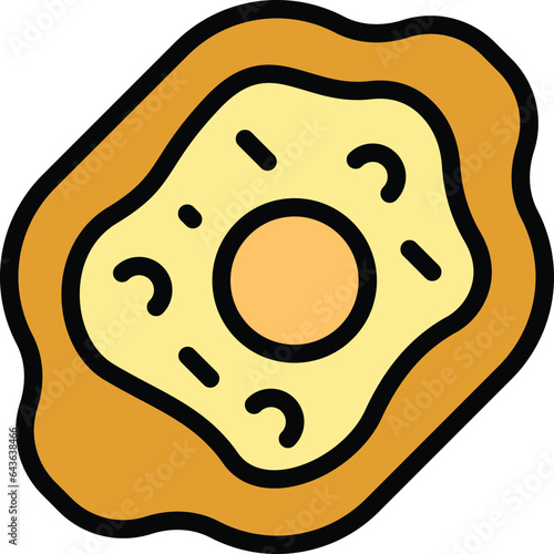 Adjara khachapuri icon outline vector. Food bread. Egg meal color flat