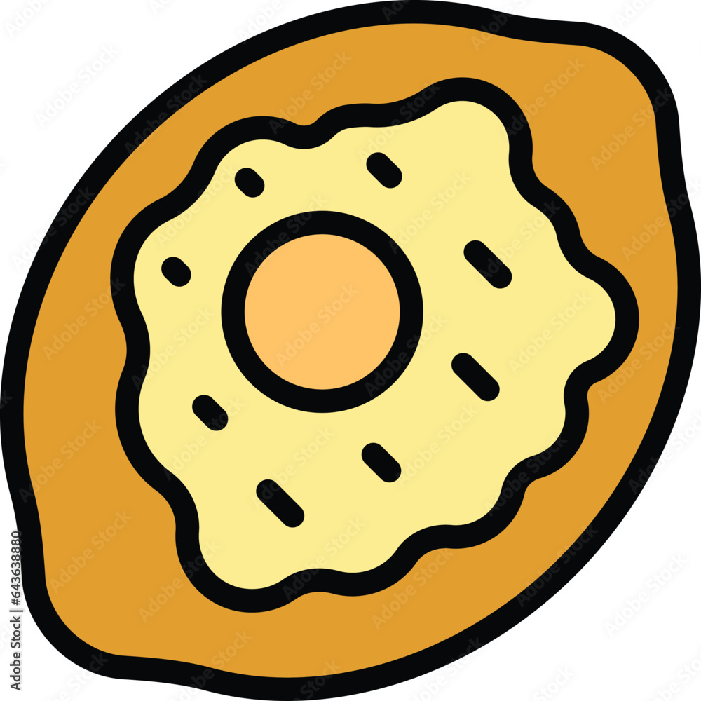 Khachapuri dish icon outline vector. Egg meal. Adjara meal color flat Khachapuri dish icon outline vector. Egg meal. Adjara meal color flat