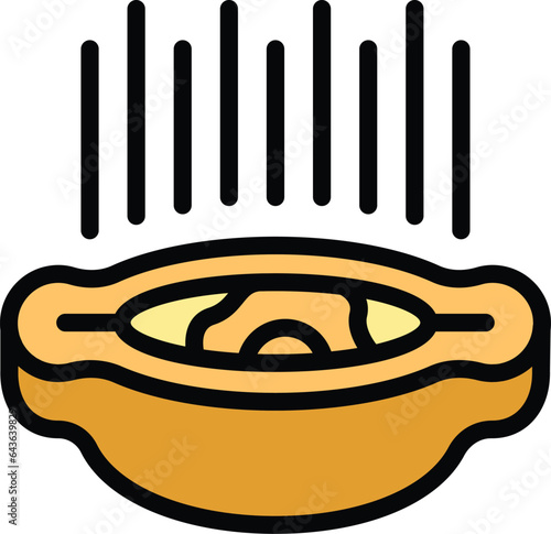 Hot khachapuri icon outline vector. Food bread. Meal dish color flat
