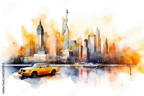 NYC Skyscrapers and Taxis in Art