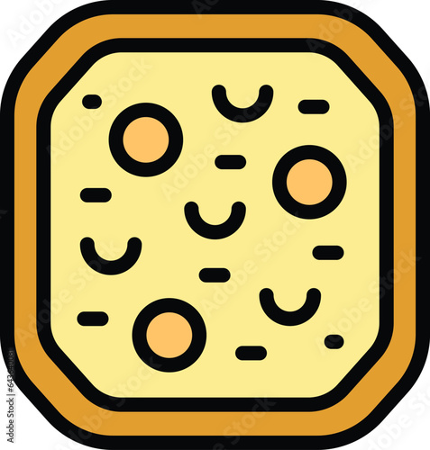 Menu khachapuri icon outline vector. Food bread. Cuisine cooking color flat
