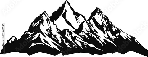 hand drawn mountains silhouettes for high mountain icon, vector illustration.