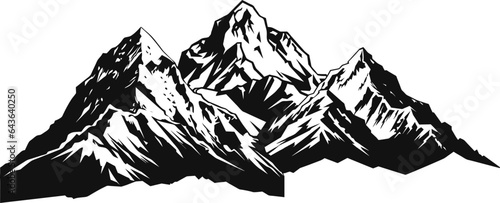 hand drawn mountains silhouettes for high mountain icon, vector illustration.