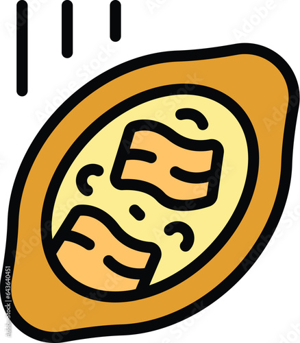 Nutrition khachapuri icon outline vector. Food bread. Adjara meal color flat