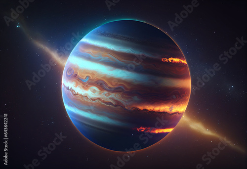Jupiter in sky at night background asset game 2D futuristic generative ai