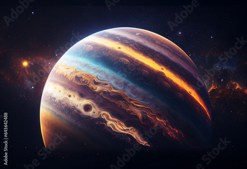 Jupiter in sky at night background asset game 2D futuristic generative ai photo