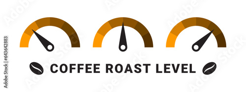 Coffee roast level indicator. Badges and labels. Vector scalable graphics