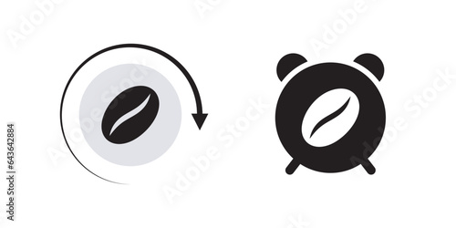 Coffee time icons. Badges and labels. Clock icons with coffee. Vector scalable graphics
