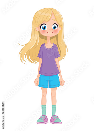 Foto cute girl with big eyes and long orange blonde hair smiling