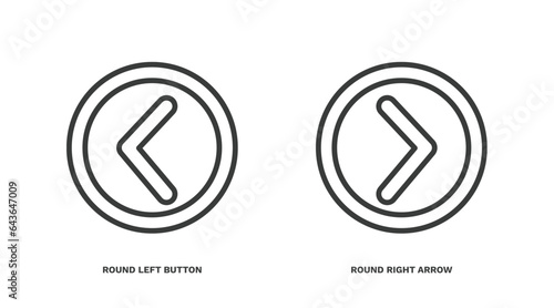 set of user interface thin line icons. user interface outline icons included round left button, round right arrow vector.
