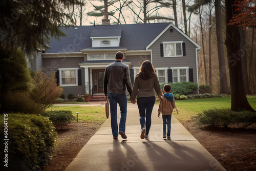 Wallpaper Mural Happy family walking up driveway into new home Torontodigital.ca