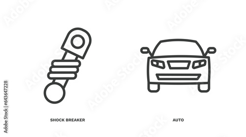 set of transportation thin line icons. transportation outline icons included shock breaker, auto vector.