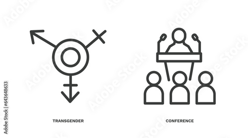 set of social media marketing thin line icons. social media marketing outline icons included transgender, conference vector.