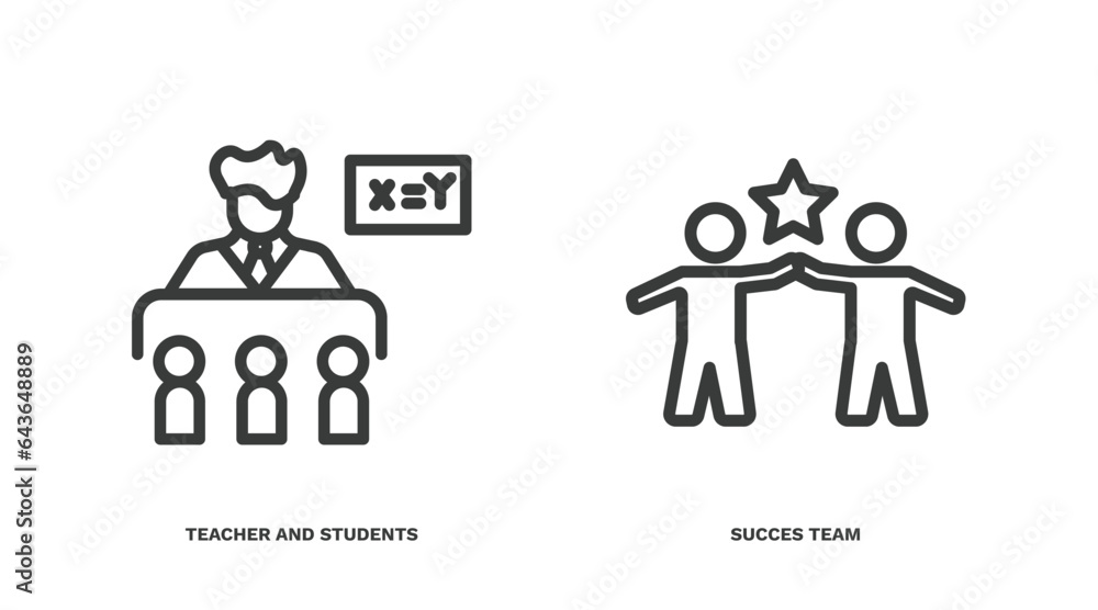 set of people thin line icons. people outline icons included teacher and students, succes team vector. set of people thin line icons. people outline icons included teacher and students, succes team vector.