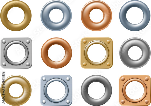 Metallic grommet set