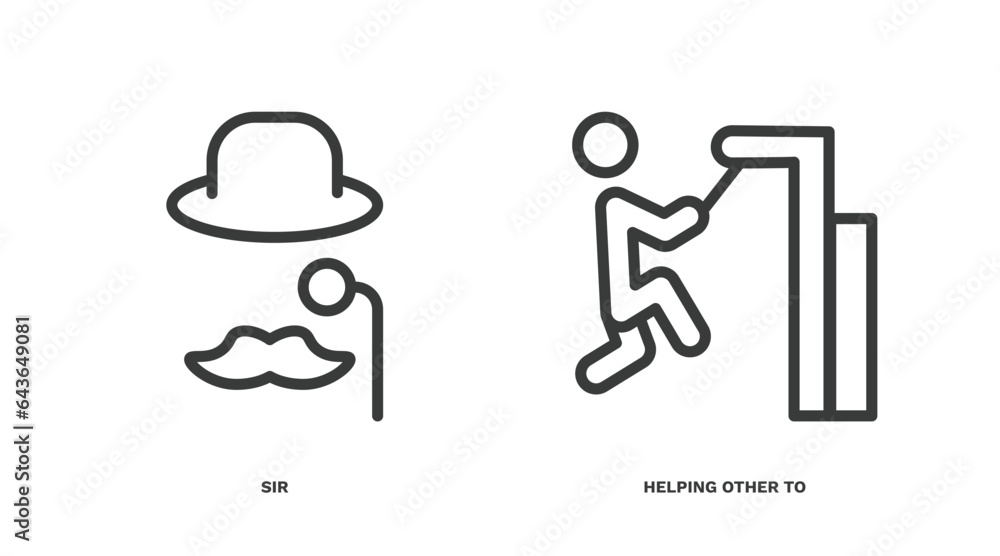 set of people thin line icons. people outline icons included sir, helping other to jump vector. set of people thin line icons. people outline icons included sir, helping other to jump vector.