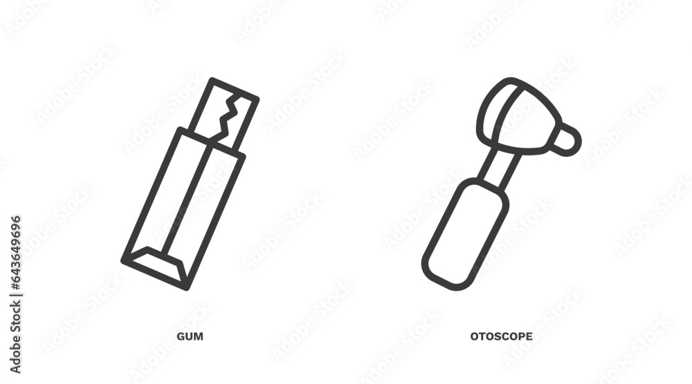 set of medical thin line icons. medical outline icons included gum, otoscope vector. set of medical thin line icons. medical outline icons included gum, otoscope vector.