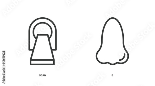 set of medical thin line icons. medical outline icons included scan, e vector.