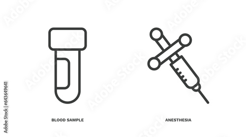 set of medical thin line icons. medical outline icons included blood sample, anesthesia vector.