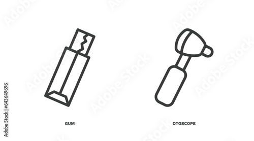 set of medical thin line icons. medical outline icons included gum, otoscope vector.