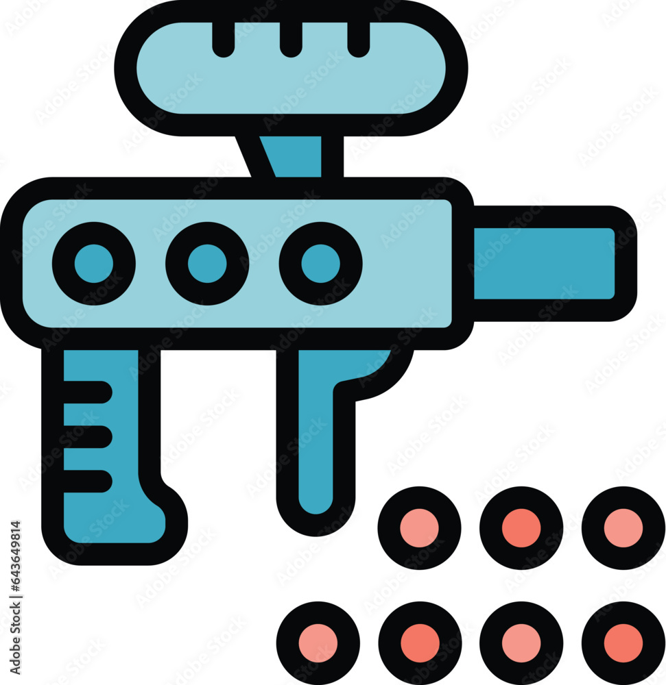 Paintball gun icon outline vector. Ball mask. Target sport color flat Paintball gun icon outline vector. Ball mask. Target sport color flat