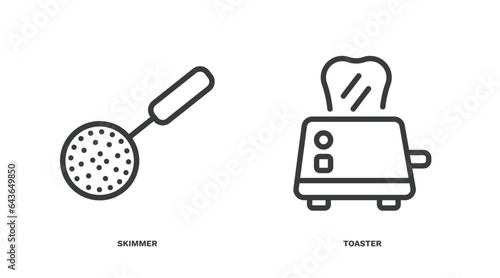 set of kitchen thin line icons. kitchen outline icons included skimmer, toaster vector.