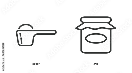 set of kitchen thin line icons. kitchen outline icons included scoop, jar vector.