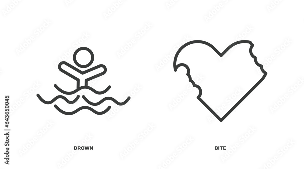 set of insurance and coverage thin line icons. insurance and coverage outline icons included drown, bite vector. set of insurance and coverage thin line icons. insurance and coverage outline icons included drown, bite vector.