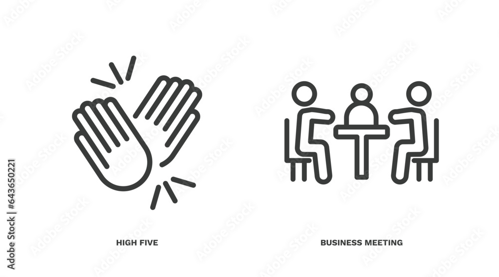 set of humans and behavior thin line icons. humans and behavior outline icons included high five, business meeting vector. set of humans and behavior thin line icons. humans and behavior outline icons included high five, business meeting vector.