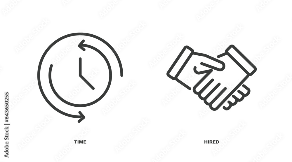 set of human resources thin line icons. human resources outline icons included time, hired vector. set of human resources thin line icons. human resources outline icons included time, hired vector.