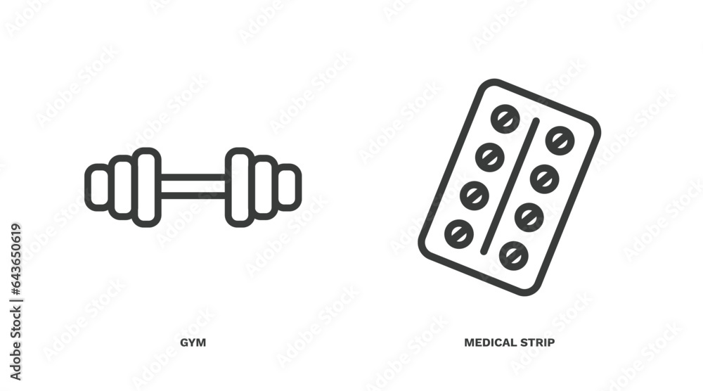 set of health and medical thin line icons. health and medical outline icons included gym, medical strip vector. set of health and medical thin line icons. health and medical outline icons included gym, medical strip vector.