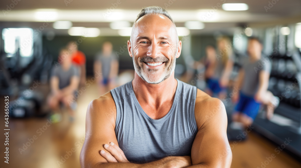 Obraz premium Portrait of athletic man in a gym