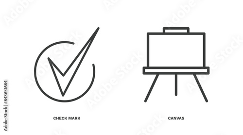 set of education and science thin line icons. education and science outline icons included check mark, canvas vector.